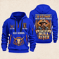 Bull Riding Bull Riding Old School Rider Quarter-Zip Hoodie with Name and Year - BR17667072 quarter-zip hoodie in Blue, front and back, Your name and since 2005 artwork