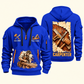 Carpenter Timber Tools Torn Poster quarter-zip hoodie in Blue, front and back, Your name and since 2005 artwork