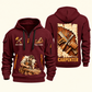 Carpenter Timber Tools Torn Poster quarter-zip hoodie in Wine Red, front and back, Your name and since 2005 artwork