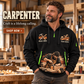 Carpenter wearing Once and Always quarter-zip hoodie in their workplace; product introduction and shopping call to action