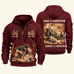 Carpenter Once and Always quarter-zip hoodie in Wine Red, front and back, Your name and since 2005 artwork