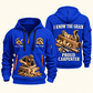Carpenter Proud Craftsperson quarter-zip hoodie in Blue, front and back, Your name and since 2005 artwork