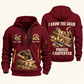 Carpenter Proud Craftsperson quarter-zip hoodie in Wine Red, front and back, Your name and since 2005 artwork