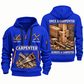 Carpenter Lifelong Craft quarter-zip hoodie in Blue, front and back, Your name and since 2005 artwork