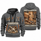 Carpenter Lifelong Craft quarter-zip hoodie in Gray, front and back, Your name and since 2005 artwork