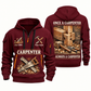 Carpenter Lifelong Craft quarter-zip hoodie in Wine Red, front and back, Your name and since 2005 artwork