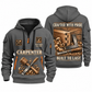 Carpenter Built to Last quarter-zip hoodie in Gray, front and back, Your name and since 2005 artwork