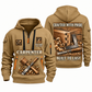 Carpenter Built to Last quarter-zip hoodie in Khaki, front and back, Your name and since 2005 artwork