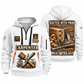 Carpenter Built to Last quarter-zip hoodie in White, front and back, Your name and since 2005 artwork