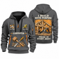 Carpenter Work with Purpose quarter-zip hoodie in Gray, front and back, Your name and since 2005 artwork