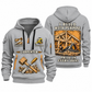 Carpenter Work with Purpose quarter-zip hoodie in Light Grey, front and back, Your name and since 2005 artwork