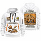 Carpenter Work with Purpose quarter-zip hoodie in White, front and back, Your name and since 2005 artwork