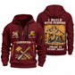 Carpenter Work with Purpose quarter-zip hoodie in Wine Red, front and back, Your name and since 2005 artwork
