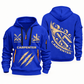 Carpenter Craft in Motion quarter-zip hoodie in Blue, front and back, Your name and since 2005 artwork