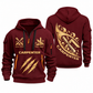 Carpenter Craft in Motion quarter-zip hoodie in Wine Red, front and back, Your name and since 2005 artwork