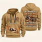 Carpenter Never Stops quarter-zip hoodie in Khaki, front and back, Your name and since 2005 artwork
