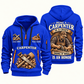 Carpenter Craft and Honor quarter-zip hoodie in Blue, front and back, Your name and since 2005 artwork