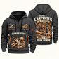 Carpenter Craft and Honor quarter-zip hoodie in Gray, front and back, Your name and since 2005 artwork