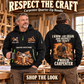 Carpenter wearing Respect the Craft quarter-zip hoodie in their workplace; product introduction and shopping call to action