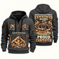 Carpenter Experienced Hands quarter-zip hoodie in Gray, front and back, Your name and since 2005 artwork