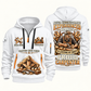 Carpenter Experienced Hands quarter-zip hoodie in White, front and back, Your name and since 2005 artwork