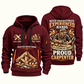 Carpenter Experienced Hands quarter-zip hoodie in Wine Red, front and back, Your name and since 2005 artwork