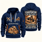 Carpenter Skills Remain quarter-zip hoodie in Navy, front and back, Your name and since 2005 artwork