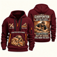 Carpenter Skills Remain quarter-zip hoodie in Wine Red, front and back, Your name and since 2005 artwork