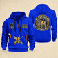 Electrician Wired With Pride quarter-zip hoodie in Blue, front and back, Your name and since 2005 artwork