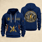 Electrician Wired With Pride quarter-zip hoodie in Navy, front and back, Your name and since 2005 artwork