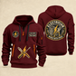 Electrician Wired With Pride quarter-zip hoodie in Wine Red, front and back, Your name and since 2005 artwork