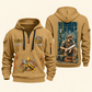 Electrician Powering Everyday Life quarter-zip hoodie in Khaki, front and back, Your name and since 2005 artwork