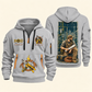 Electrician Powering Everyday Life quarter-zip hoodie in Light Grey, front and back, Your name and since 2005 artwork