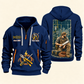 Electrician Powering Everyday Life quarter-zip hoodie in Navy, front and back, Your name and since 2005 artwork