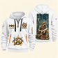 Electrician Powering Everyday Life quarter-zip hoodie in White, front and back, Your name and since 2005 artwork
