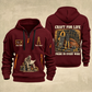 Electrician Craft For Life quarter-zip hoodie in Wine Red, front and back, Your name and since 2005 artwork