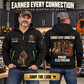 Electrician wearing Earned Every Connection quarter-zip hoodie in their workplace; product introduction and shopping call to action