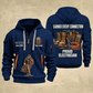 Electrician Earned Every Connection quarter-zip hoodie in Navy, front and back, Your name and since 2005 artwork