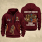 Electrician Earned Every Connection quarter-zip hoodie in Wine Red, front and back, Your name and since 2005 artwork