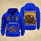 Electrician Trade For Life quarter-zip hoodie in Blue, front and back, Your name and since 2005 artwork