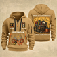Electrician Trade For Life quarter-zip hoodie in Khaki, front and back, Your name and since 2005 artwork