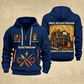Electrician Trade For Life quarter-zip hoodie in Navy, front and back, Your name and since 2005 artwork