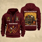 Electrician Trade For Life quarter-zip hoodie in Wine Red, front and back, Your name and since 2005 artwork