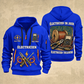 Electrician Fier Du Métier quarter-zip hoodie in Blue, front and back, Your name and since 2005 artwork