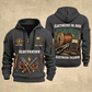 Electrician Fier Du Métier quarter-zip hoodie in Gray, front and back, Your name and since 2005 artwork