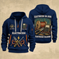 Electrician Fier Du Métier quarter-zip hoodie in Navy, front and back, Your name and since 2005 artwork