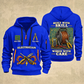 Electrician Built With Skill quarter-zip hoodie in Blue, front and back, Your name and since 2005 artwork