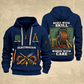 Electrician Built With Skill quarter-zip hoodie in Navy, front and back, Your name and since 2005 artwork
