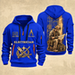 Electrician Copper Craft quarter-zip hoodie in Blue, front and back, Your name and since 2005 artwork