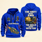 Electrician Skills Stay With You quarter-zip hoodie in Blue, front and back, Your name and since 2005 artwork